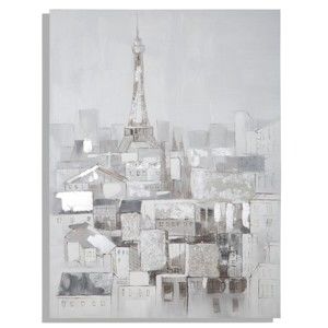 Ręcznie malowany obraz Mauro Ferretti Dipinto Su Tela Paris Roofs, 90x120 cm