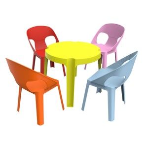 Ogrodowy komplet dziecięcy 1 zielonego stolika i 4 krzesełek Resol Julieta