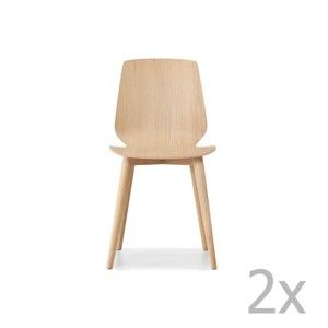 Komplet 2 jasnobrązowych krzeseł z nogami z litego drewna dębowego WOOD AND VISION Cut