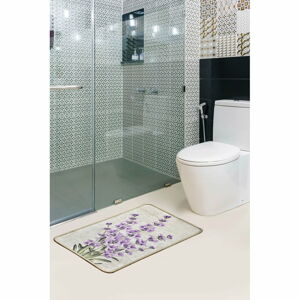 Dywanik łazienkowy z fioletowym kwiecistym motywem Chilai Violet, 60x40 cm