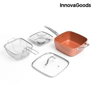 Zestaw ceramicznej patelni, koszyka do smażenia, wkładki do gotowania na parze i pokrywki InnovaGoods