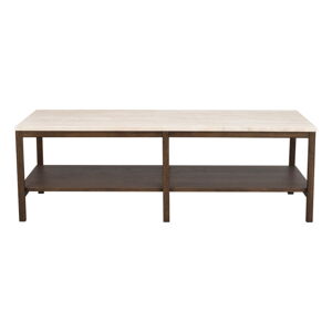 Brązowo-beżowy stolik z kamiennym blatem 140x60 cm Orwel – Rowico