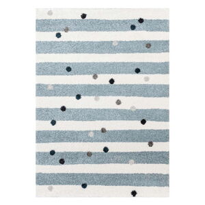 Biało-niebieski antyalergiczny dywan dziecięcy 170x120 cm Stripes nad Dots – Yellow Tipi