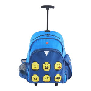 Niebieski plecak szkolny na kółkach LEGO® Faces
