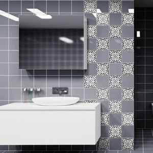 Zestaw 60 naklejek ściennych Ambiance Wall Decals Classic Tiles Shade of Grey, 15x15 cm