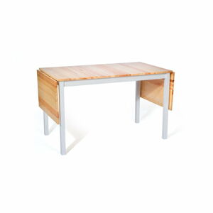Rozkładany stół sosnowy z białą konstrukcją loomi.design Brisbane, 120(200)x70 cm
