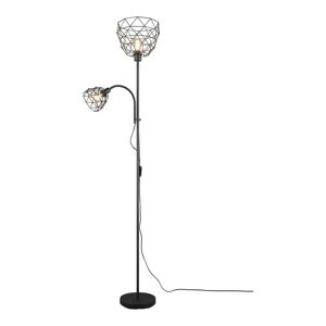 Czarna lampa stojąca z metalowym kloszem (wysokość 180 cm) Haval – Trio