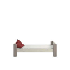Białe łóżko dziecięce z drewna sosnowego z szarymi nogami Steens For Kids, 90x200 cm