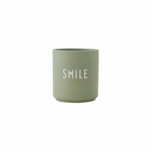 Jasnozielony porcelanowy kubek Design Letters Favourite Smile