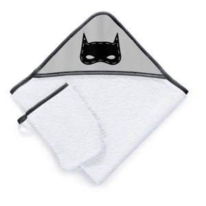 Zestaw ręcznika kąpielowego z kapturem i rękawicy kąpielowej Tanuki Superhero, 75x75 cm