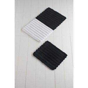 Zestaw 2 czarno-białych dywaników łazienkowych Confetti Bathmats Soft Black