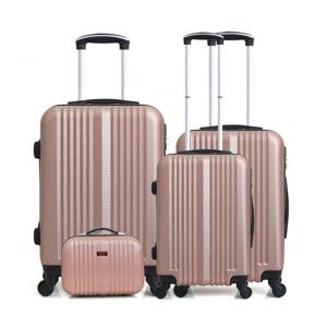 Zestaw 4 różowych walizek na kółkach Hero Lipari-C