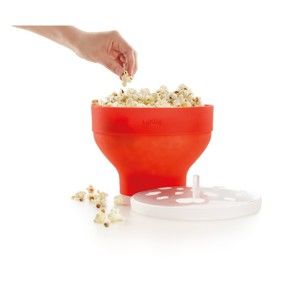 Pomarańczowa silikonowa miska do przygotowania popcornu Lékué Popcorn