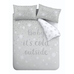 Biało-jasnoszara pościel dwuosobowa 200x220 cm Baby It's Cold Outside – Catherine Lansfield