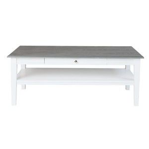 Biały stolik z szarym blatem Folke Viktoria, 130x70 cm