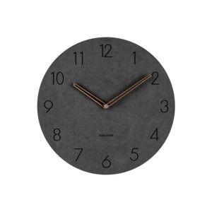 Czarny drewniany zegar ścienny Karlsson Dura, ⌀ 29 cm