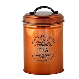 Pojemnik na herbatę w miedzianym kolorze