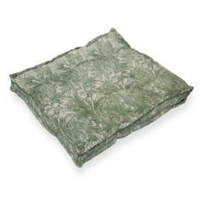 Zielona poduszka na krzesło z domieszką lnu Tierra Bella Green Flowers, 37x37 cm
