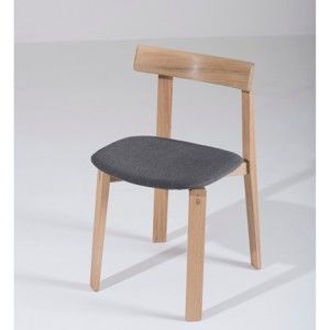Krzesło z litego drewna dębowego z ciemnoszarym siedziskiem Gazzda Nora