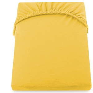 Żółte prześcieradło DecoKing Amber Collection, 200-220x200 cm