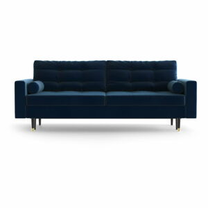 Niebieska aksamitna rozkładana sofa Daniel Hechter Home Aldo