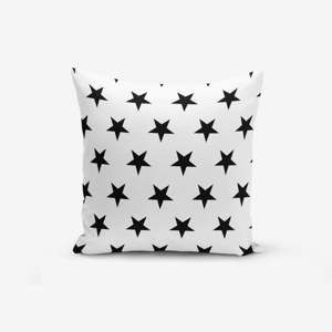 Czarno-biała poszewka na poduszkę z domieszką bawełny Minimalist Cushion Covers Black Stars, 45x45 cm