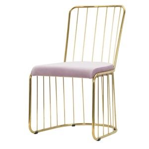Komplet 2 różowych krzeseł z konstrukcją w złotym kolorze Mauro Ferretti Sedia