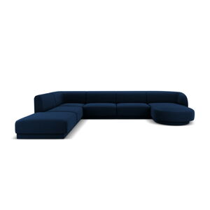 Niebieska aksamitna sofa narożna (lewy narożnik) Miley - Micadoni Home