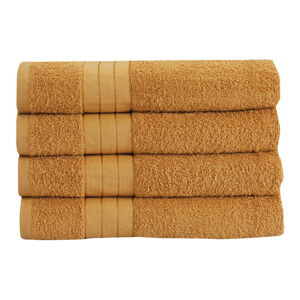 Musztardowe bawełniane ręczniki zestaw 4 szt. 50x100 cm – Good Morning