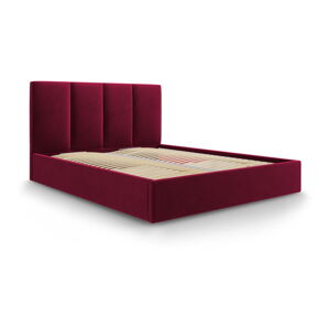 Bordowe aksamitne łóżko dwuosobowe Mazzini Beds Juniper, 180x200 cm