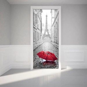 Naklejka adhezyjna na drzwi Ambiance Eifel Tower And Umbrella