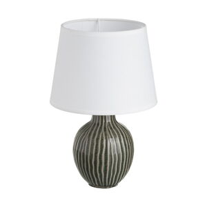 Ciemnozielona ceramiczna lampa stołowa z tekstylnym kloszem (wys. 28 cm) – Casa Selección