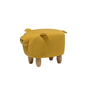 Żółty podnóżek w kształcie świnki Monobeli Pig, 32x50 cm