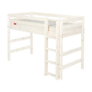 Białe wyższe łóżko dziecięce dla 2 osób z drewna sosnowego Flexa Classic, 140x200 cm