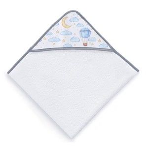 Zestaw ręcznika z kapturkiem i rękawicy z szarymi detalami Tanuki Clouds, 75x75 cm