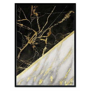 Ręcznie malowany obraz JohnsonStyle Gold & Black Marble, 53x73 cm