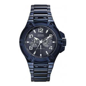 Zegarek męski z paskiem ze stali nierdzewnej w niebieskim kolorze Guess W0218G4