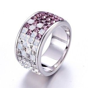 Pierścionek z białymi i fioletowymi kryształami Swarovski Elements Crystals Ron, rozm. 6