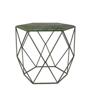 Zielony stolik z marmurowym blatem HF Living Gemstone