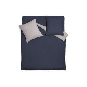 Szaro-niebieska dwustronna lniana narzuta na łóżko z 2 poszewkami na poduszkę Carezza Lilly, 240x260 cm