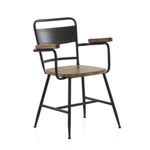 Metalowe krzesło z drewnianym siedziskiem Geese