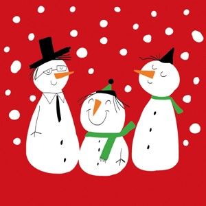 Opakowanie 20 serwetek papierowych ze świątecznym motywem PPD Smiling Snowmen Red