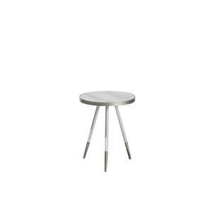 Biały stolik z nogami w srebrnej barwie Monobeli Hannah, ø 44 cm