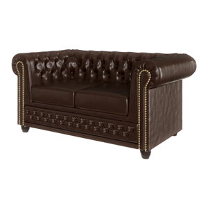 Ciemnobrązowa rozkładana sofa z imitacji skóry 148 cm York – Ropez