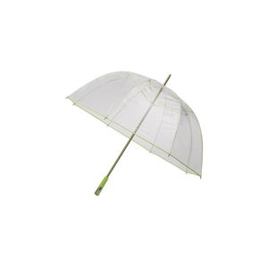 Przezroczysty parasol z zielonymi detalami odporny na wiatr Ambiance Birdcage Ribs, ⌀ 110 cm