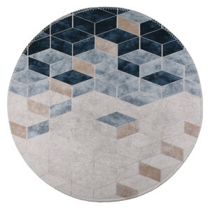 Biało-niebieski okrągły dywan odpowiedni do prania ø 120 cm – Vitaus