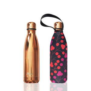 Butelka podróżna w kolorze różowego złota ze stali nierdzewnej i z pokrowcem BBBYO Bondi, 750 ml