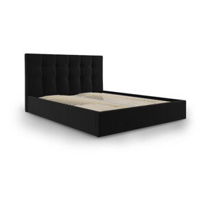 Czarne aksamitne łóżko dwuosobowe Mazzini Beds Nerin, 140x200 cm