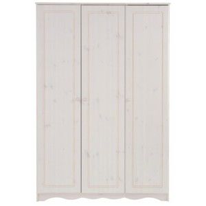 Biała 3-drzwiowa szafa z litego drewna sosnowego Støraa Amanda