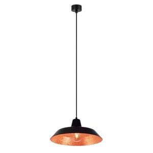 Czarna lampa wisząca z wnętrzem w kolorze miedzi Bulb Attack Cinco, ⌀ 35 cm